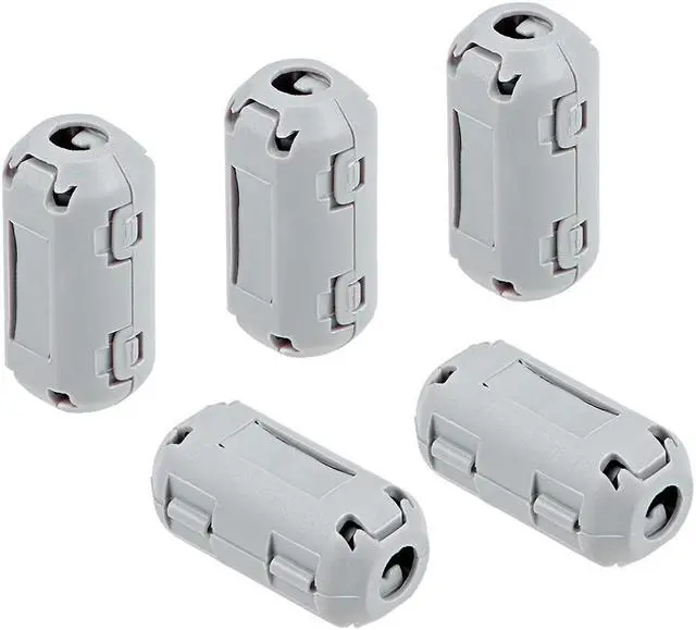 Alt view image 4 of 7 - 5mm Ferrite Cores Ring Clip-On RFI EMI Noise Suppression Filter Cable Clip, Gray 5pcs