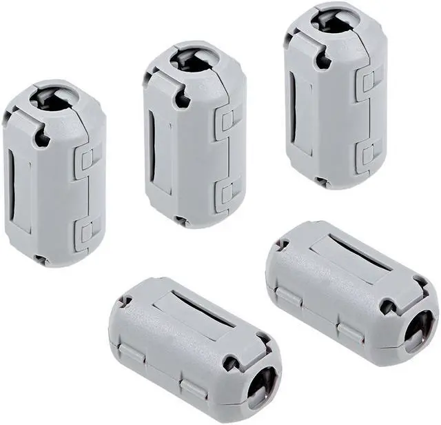 Alt view image 3 of 4 - 9mm Ferrite Cores Ring Clip-On RFI EMI Noise Suppression Filter Cable Clip, Grey 5pcs