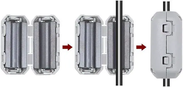 Alt view image 2 of 7 - 5mm Ferrite Cores Ring Clip-On RFI EMI Noise Suppression Filter Cable Clip, Gray 5pcs