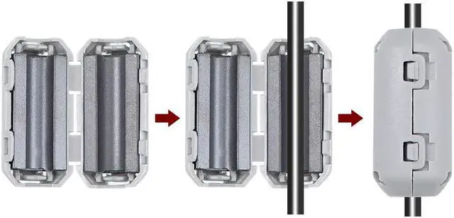 Alt view image 2 of 4 - 5mm Ferrite Cores Ring Clip-On RFI EMI Noise Suppression Filter Cable Clip, Gray 10pcs