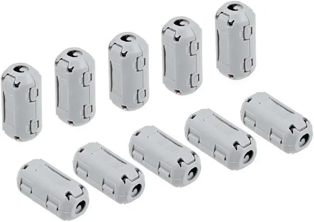 Alt view image 4 of 4 - 5mm Ferrite Cores Ring Clip-On RFI EMI Noise Suppression Filter Cable Clip, Gray 10pcs
