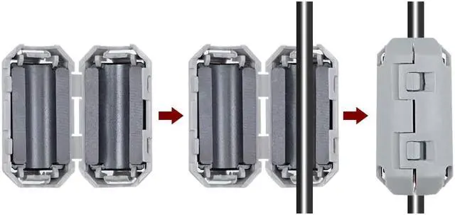 Alt view image 8 of 9 - 13mm Ferrite Cores Ring Clip-On RFI EMI Noise Suppression Filter Cable Clip, Black 5pcs