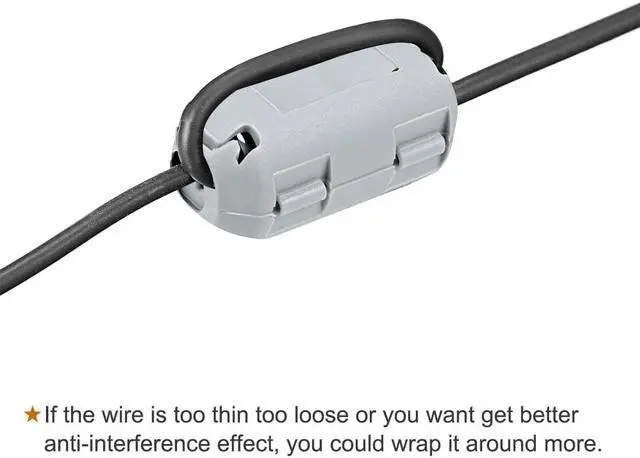 Alt view image 3 of 4 - 9mm Ferrite Cores Ring Clip-On RFI EMI Noise Suppression Filter Cable Clip, Grey 10pcs