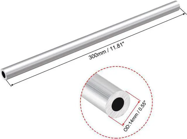 Alt view image 2 of 3 - 6063 Aluminum Round Tube 300mm Length 14mm OD 8mm Inner Dia Seamless Aluminum Straight Tubing 3 Pcs