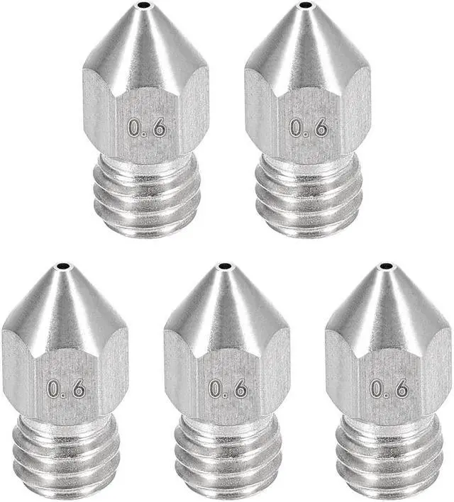 Main image of 0.6mm 3D Printer Nozzle, Fit for MK8, for 1.75mm Filament Stainless Steel 5pcs