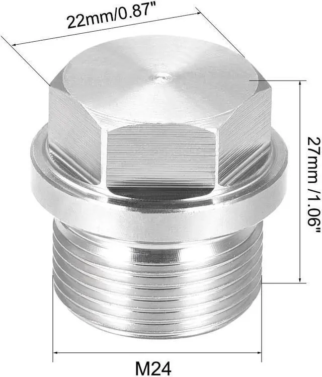 Alt view image 7 of 7 - M24 X 1.5 Male Outer Hex Head Plug - 304 Stainless Steel Solid Thread Corrosion Resistant Bung Plug Pipe Fitting