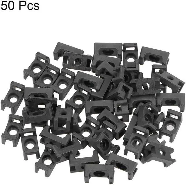 Alt view image 2 of 3 - Cable Tie Base Saddle Type Mount Wire Holder Permanently Anchor To Wall Desk 13x7x6mm Black 50pcs