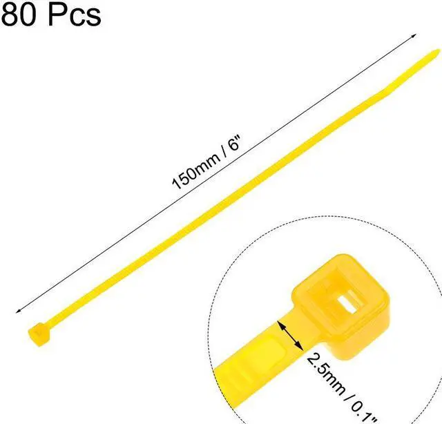Alt view image 2 of 3 - Cable Zip Ties 150mmx2.5mm Self-Locking Nylon Tie Wraps Yellow 80pcs