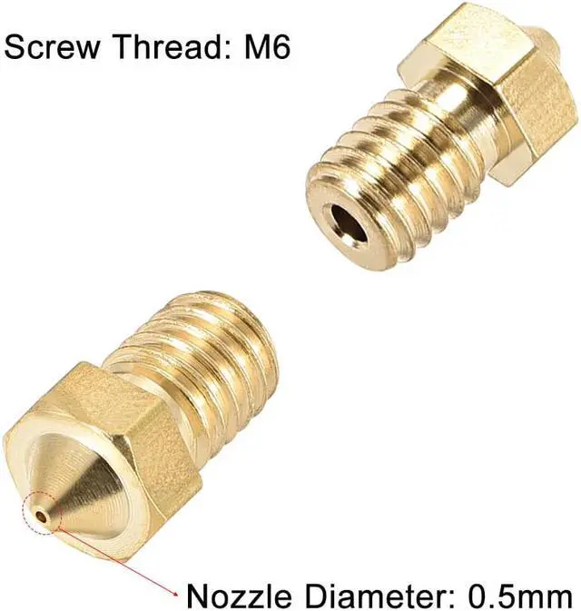 Alt view image 3 of 5 - 0.5mm 3D Printer Nozzle, Fit V6 Extruder Head, for 1.75mm Filament Brass 10pcs
