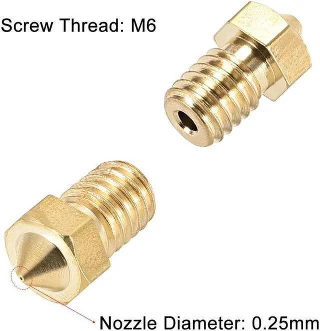 Alt view image 3 of 5 - 0.25mm 3D Printer Nozzle, Fit V6 Extruder Head, for 1.75mm Filament Brass 2pcs
