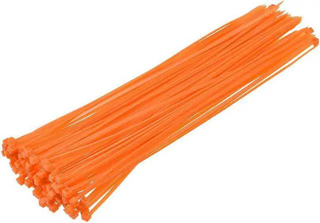 Main image of Cable Zip Ties 200mmx2.5mm Self-Locking Nylon Tie Wraps Orange 100pcs