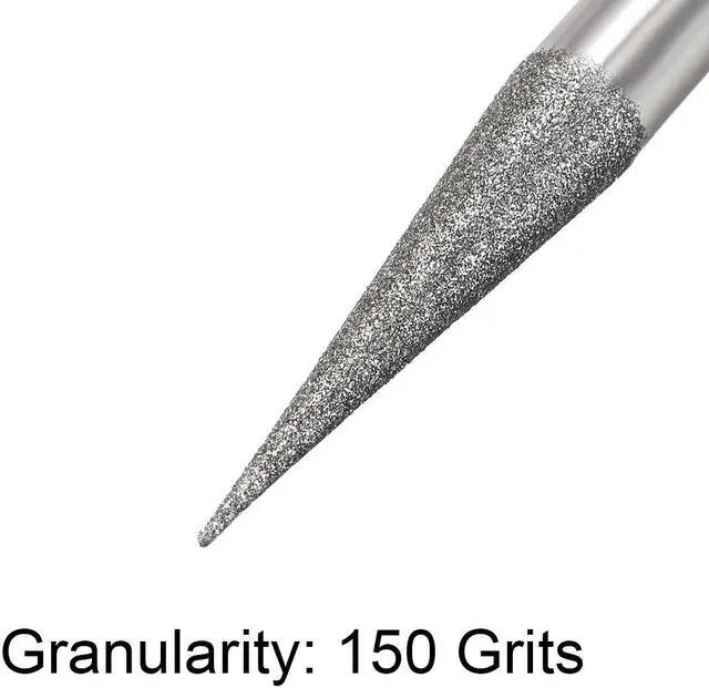 Alt view image 4 of 4 - Diamond Burrs Grinding Drill Bits for Carving Rotary Tool 1/4-Inch Shank 6mm Pointed 150 Grit 10 Pcs