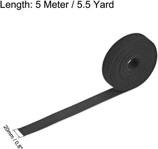 Alt view image 2 of 4 - Reusable Cable Ties Hook and Loop Cord Strap 5.5 Yard x 0.8 Inch Black 1 Roll