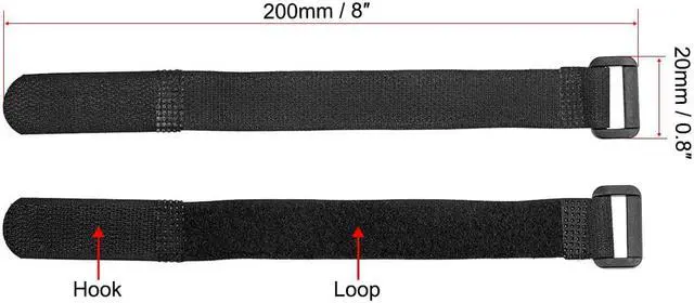 Alt view image 2 of 5 - Reusable Cable Ties 8 Inch Hook and Loop Cord Wrap with Buckle Black 50pcs
