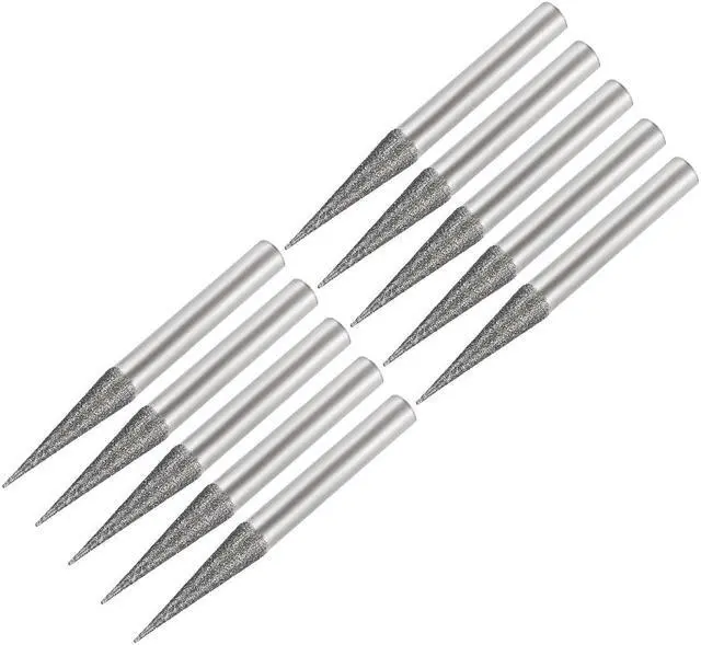 Main image of Diamond Burrs Grinding Drill Bits for Carving Rotary Tool 1/4-Inch Shank 6mm Pointed 150 Grit 10 Pcs