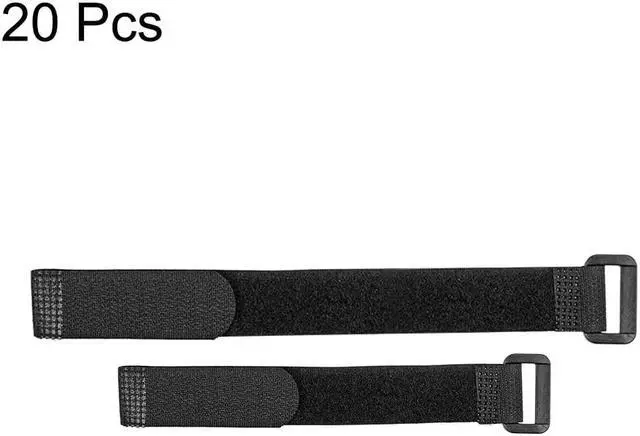 Alt view image 4 of 5 - Reusable Cable Ties 8 Inch & 12 Inch Hook and Loop Cord Wrap with Buckle Black 20pcs