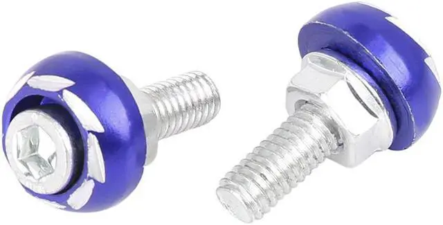 Alt view image 3 of 6 - 4pcs 6mm Metal Motorcycle License Plate Frame Bolt Screw Fastener Blue