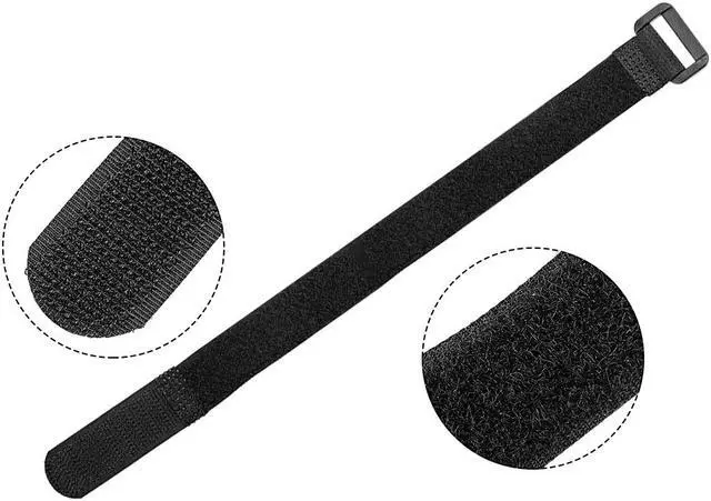 Alt view image 3 of 5 - Reusable Cable Ties 12 Inch Hook and Loop Cord Wrap with Buckle Black 16pcs