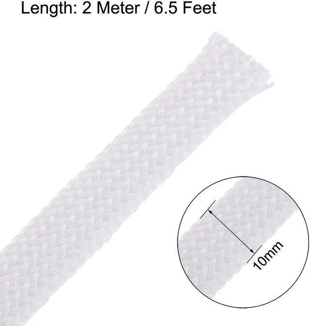 Alt view image 2 of 4 - PET Expandable Cord Protector, 6.5Ft-10mm Wire Loom Cable Sleeve White