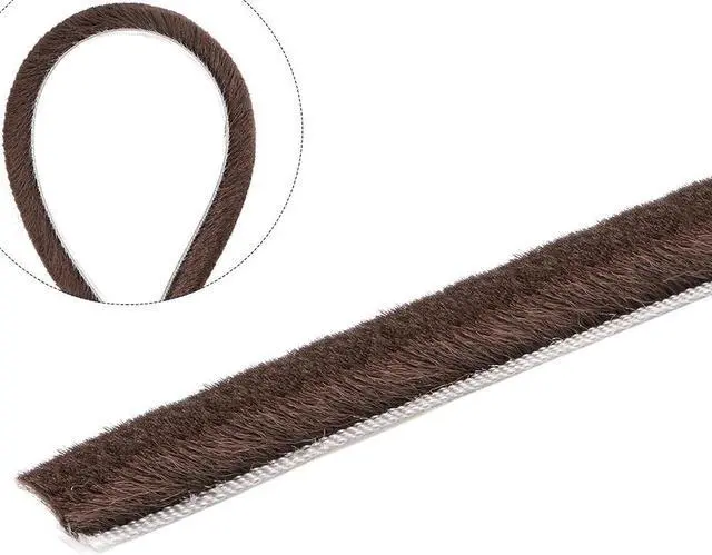 Alt view image 4 of 4 - Brush Weather Stripping, Adhesive Felt Door Seal Strip Pile Weatherstrip Door Sweep Brush for Door Window  197Inch L X 0.35 Inch W (5000mm X 9mm)Brown