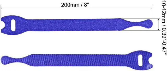 Alt view image 2 of 5 - Reusable Cable Ties 8 Inch Hook and Loop Cord Wraps Blue Adjustable Strap 50pcs