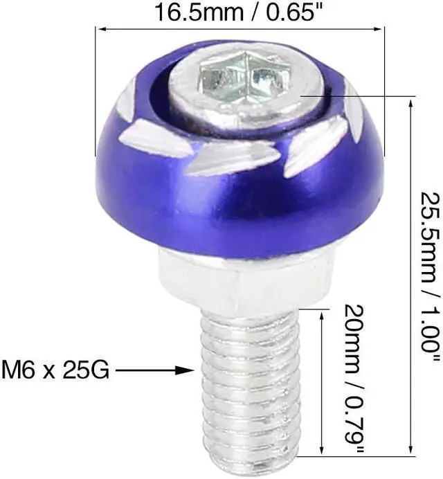 Alt view image 2 of 6 - 4pcs 6mm Metal Motorcycle License Plate Frame Bolt Screw Fastener Blue