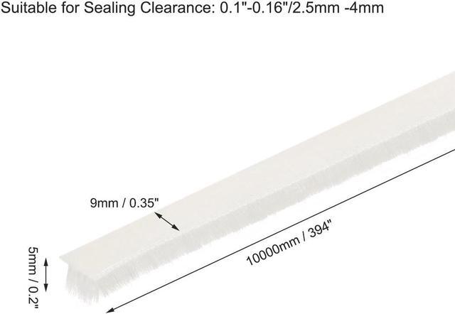 Main image of Brush Weather Stripping, Adhesive Felt Door Seal Strip Pile Weatherstrip Door Sweep Brush for Door Window 394Inch L X 0.35 Inch W (10000mm X 9mm)White