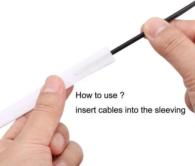 Alt view image 4 of 4 - PET Expandable Cord Protector, 6.5Ft-10mm Wire Loom Cable Sleeve White