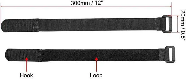 Alt view image 2 of 5 - Reusable Cable Ties 12 Inch Hook and Loop Cord Wrap with Buckle Black 16pcs