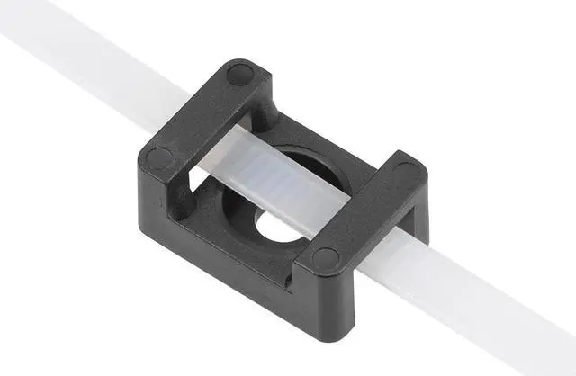 Alt view image 3 of 3 - Cable Tie Base Saddle Type Mount Wire Holder Permanently Anchor To Wall Desk 23x16x10mm Black 5mm Hole 50pcs