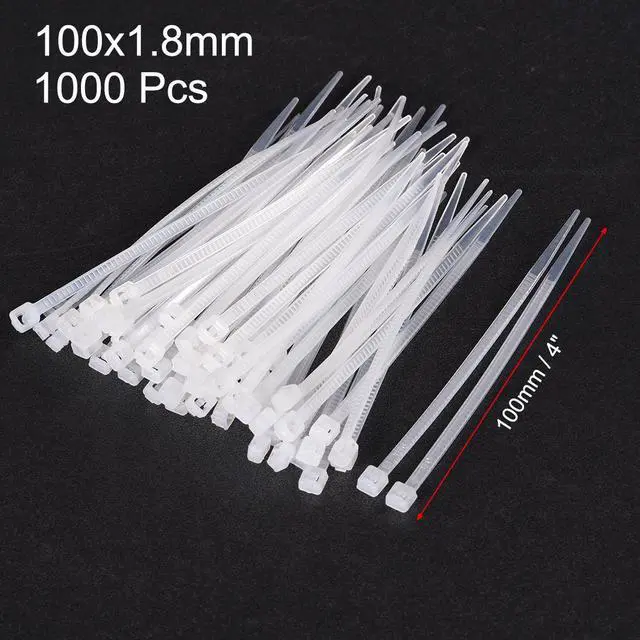 Alt view image 2 of 4 - 1000pcs Cable Zip Ties 4 Inch x 0.07 Inch Self-Locking Nylon Tie Wraps White