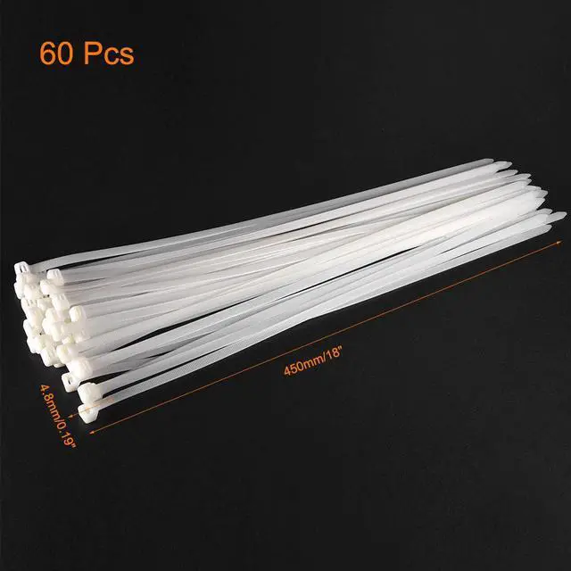 Alt view image 2 of 4 - Cable Zip Ties 450mmx4.8mm Self-Locking Nylon Tie Wraps White 60pcs