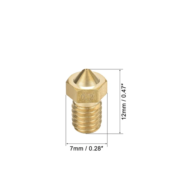 Alt view image 2 of 5 - 0.2mm 3D Printer Nozzle, Fit V6 Extruder Head, for 1.75mm Filament Brass 2pcs