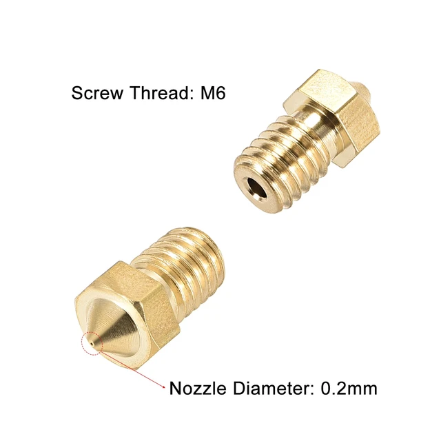 Alt view image 3 of 5 - 0.2mm 3D Printer Nozzle, Fit V6 Extruder Head, for 1.75mm Filament Brass 2pcs
