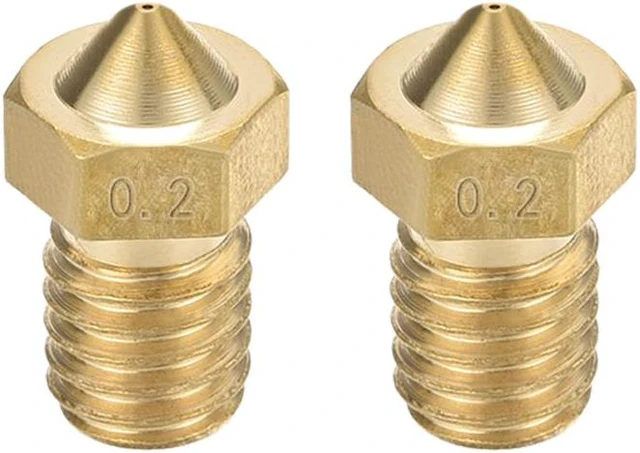 Main image of 0.2mm 3D Printer Nozzle, Fit V6 Extruder Head, for 1.75mm Filament Brass 2pcs