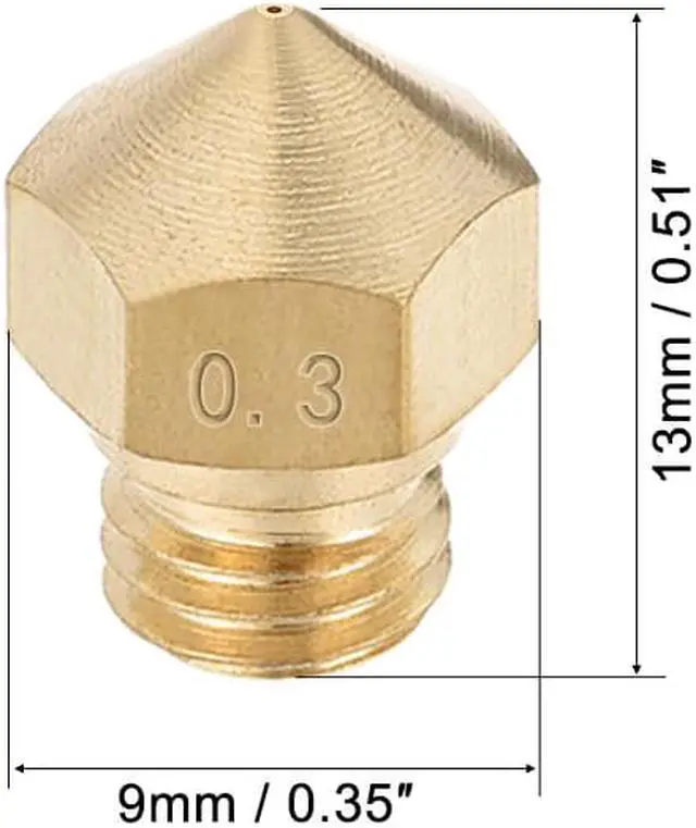 Alt view image 2 of 5 - 0.3mm 3D Printer Nozzle, Fit MK10 Extruder Head, for 1.75mm Filament Brass 5pcs