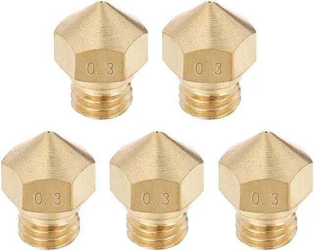 Main image of 0.3mm 3D Printer Nozzle, Fit MK10 Extruder Head, for 1.75mm Filament Brass 5pcs