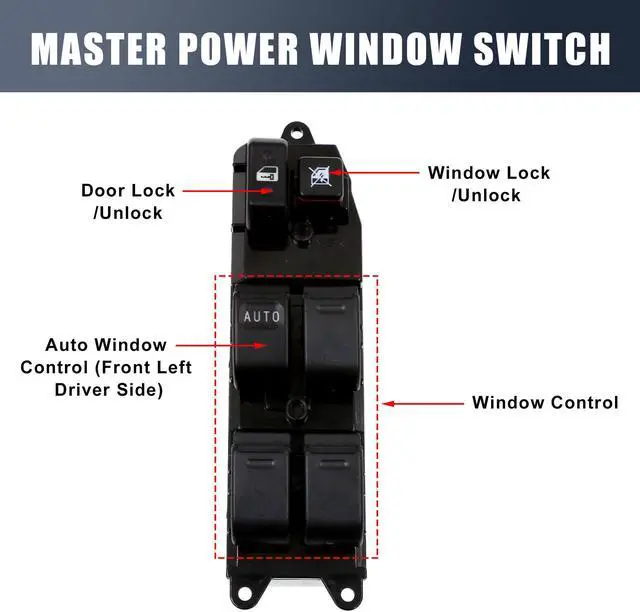Alt view image 3 of 5 - Window Master Control Switch for 03-08 04 05 06 07 Toyota Corolla 84820-12480