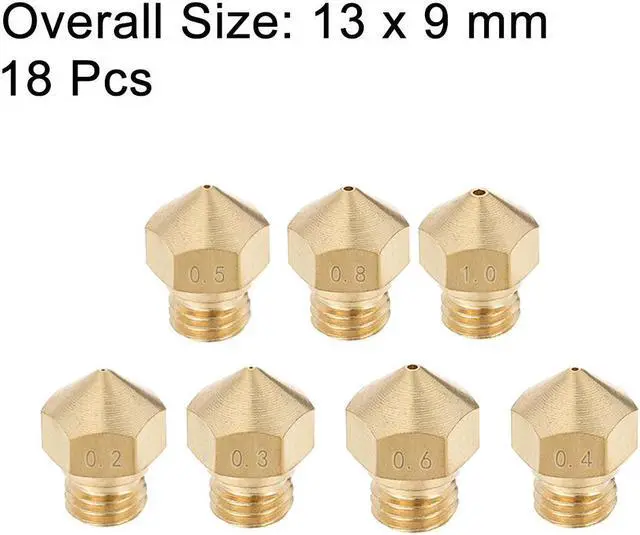 Alt view image 2 of 5 - 3D Printer Nozzle Fit for MK10,for 1.75mm Filament Brass,0.2mm - 1mm Total 18pcs