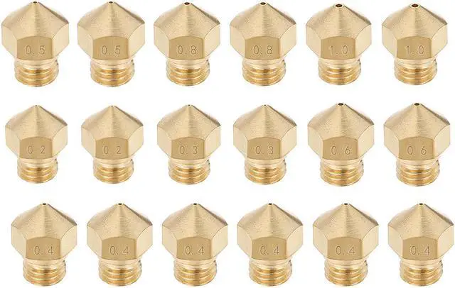 Main image of 3D Printer Nozzle Fit for MK10,for 1.75mm Filament Brass,0.2mm - 1mm Total 18pcs