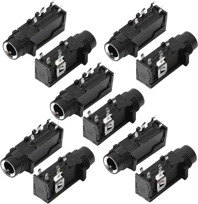 Main image of 10 Pcs 6.35mm Stereo Socket 4 Pins Headphones Jack PCB Panel Mount Connectors