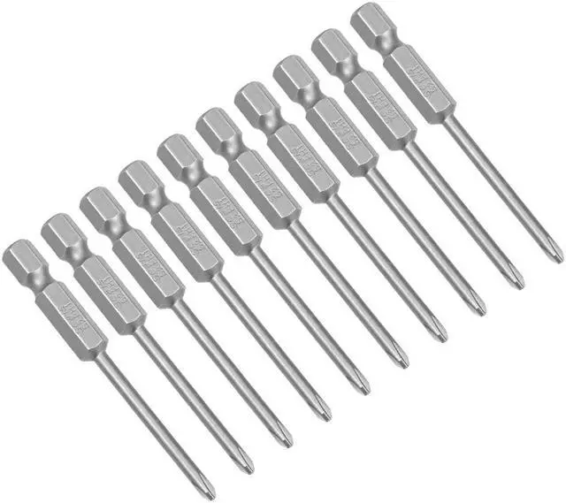 Main image of 10Pcs 1/4-Inch Hex Shank 65mm Length Phillips 3PH1 Magnetic Screw Driver S2 Screwdriver Bits