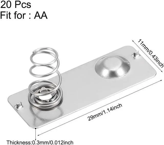 Alt view image 2 of 3 - 20Pcs AA Battery Negative to Positive Conversion Spring Contact Nickeling Plate 29mmx11mm