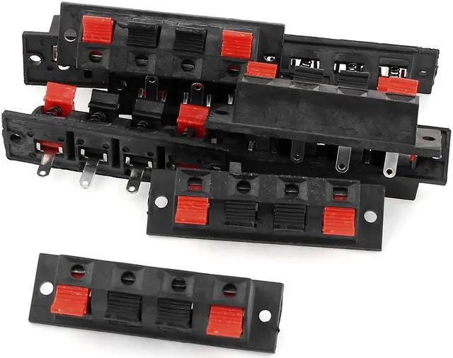 Main image of 10 Pcs 4 Way Push Release Connector Plate Stereo Speaker Terminal Strip Block