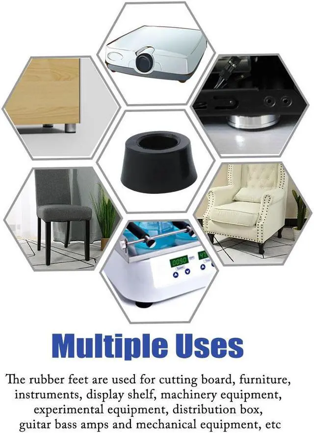 Alt view image 5 of 7 - 15pcs Rubber Feet Bumper Buffer Feet Furniture Chair Table Cabinet Leg Pads Anti-slip with Metal Washer, D25x21xH13mm