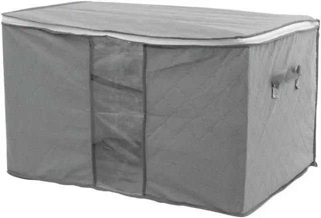 Alt view image 7 of 7 - Clothes Storage Bag 2pcs, Clothes Storage Bins Foldable Closet Organizers Storage Containers with Reinforced Handles for Comforters, Blankets, Bedding-Grey