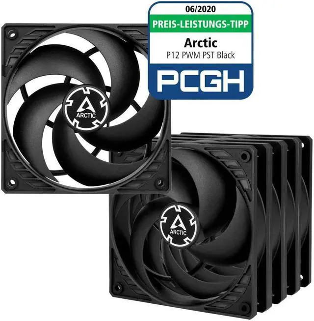 Alt view image 5 of 20 - ARCTIC P12 PWM PST (Black/Black) Value Pack 5pack - Pressure-optimised 120 mm Fan with PWM and PST (PWM Sharing Technology)