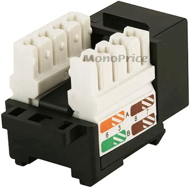 Alt view image 8 of 10 - Monoprice Cat5E Punch Down Keystone Jack - Black | 110 type IDC, 90 Degree Connection