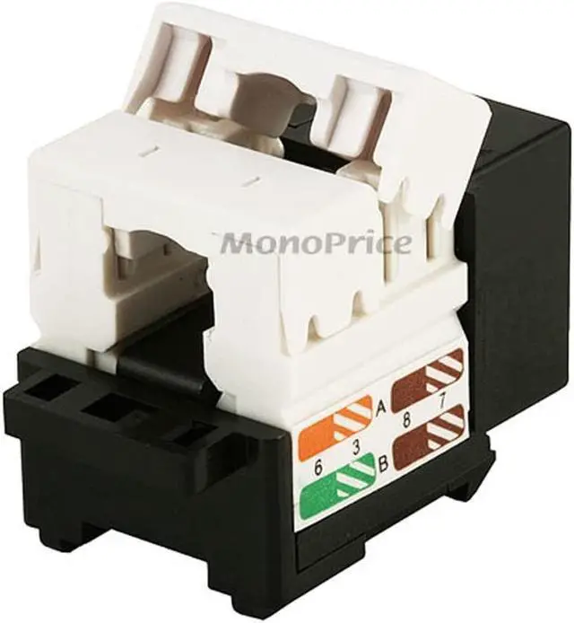 Alt view image 9 of 10 - Monoprice Cat5E Punch Down Keystone Jack - Black | 110 type IDC, 90 Degree Connection