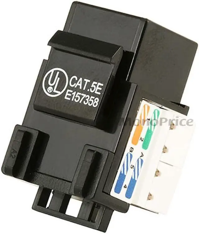 Alt view image 10 of 10 - Monoprice Cat5E Punch Down Keystone Jack - Black | 110 type IDC, 90 Degree Connection